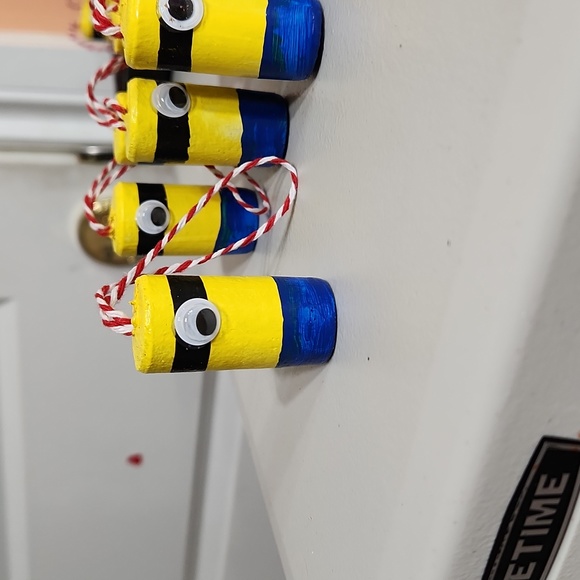 Hand Crafted Upcycled Minions Cork Ornaments 10 Set - Picture 2 of 3